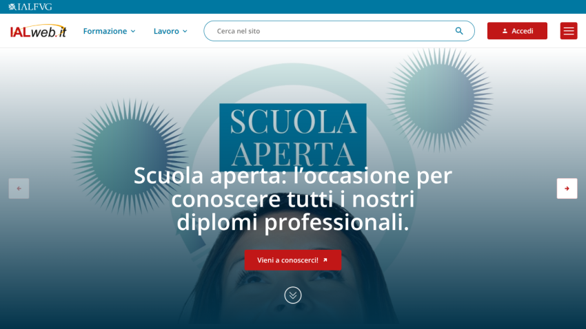Homepage promoting open school event to learn about professional diplomas with a call to action button