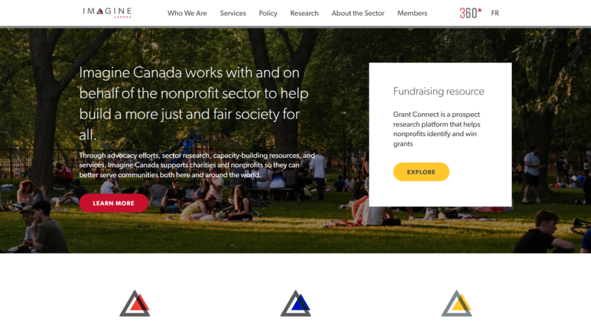 Imagine Canada nonprofit sector support with advocacy, research, and resources; fundraising resource Grant Connect featured