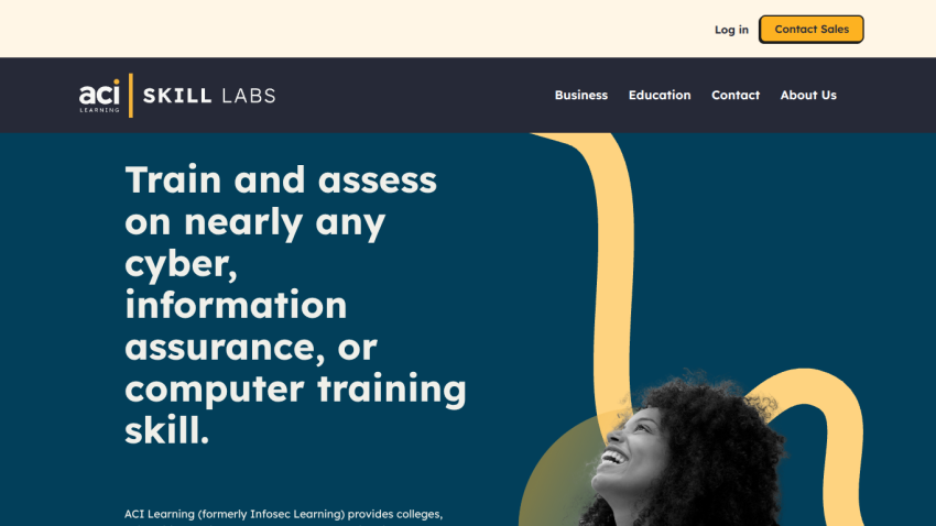 ACI Skill Labs homepage offering training and assessment in cyber, information assurance, and computer skills