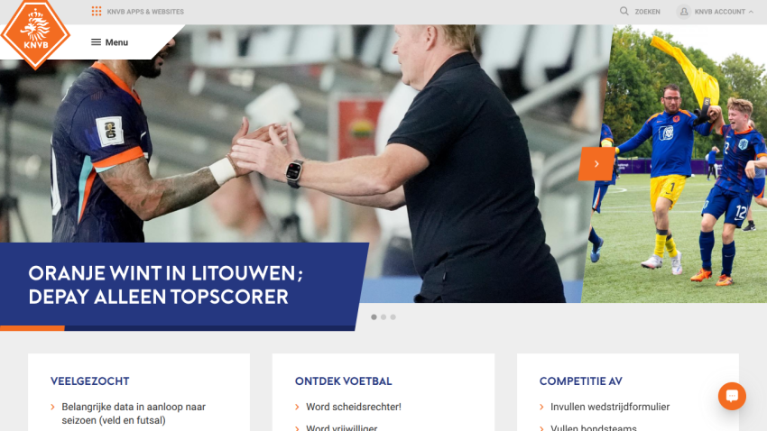 Homepage featuring sports news with headlines and images of players celebrating.