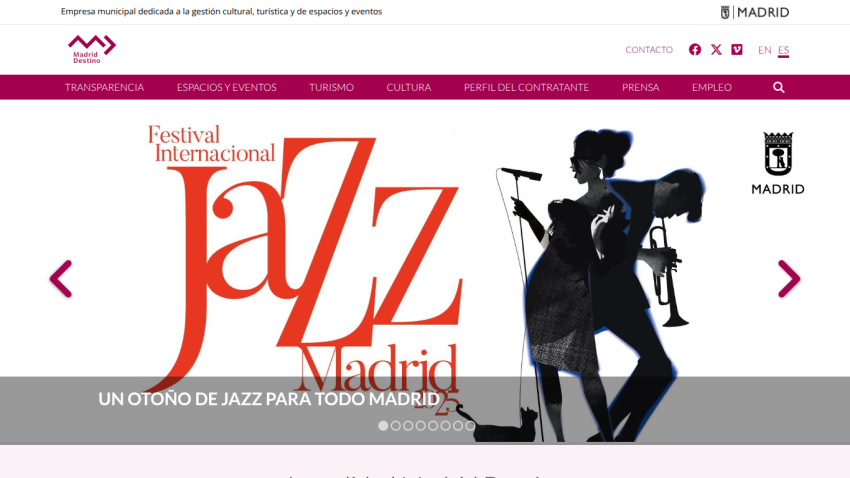 Festival Internacional Jazz Madrid promotion with silhouettes of musicians and event tagline