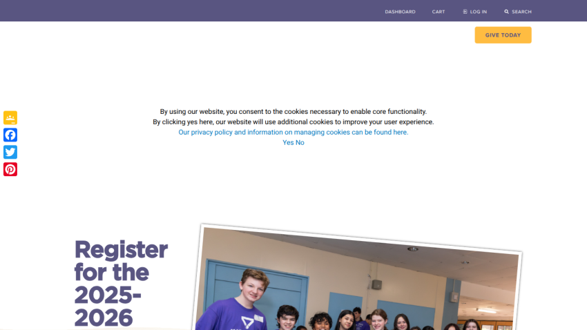 Homepage with navigation bar, large hero image featuring a woman in a yellow jacket, and headline text about a new collection