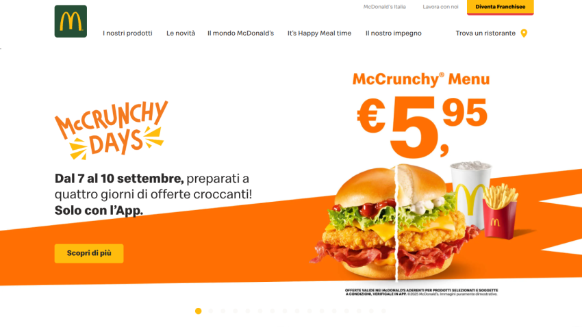 Promotional banner for McDonald's McCrunchy Days with menu price and offer details.