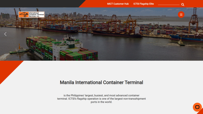 Manila International Container Terminal described as the Philippines' largest and most advanced container terminal with a port image
