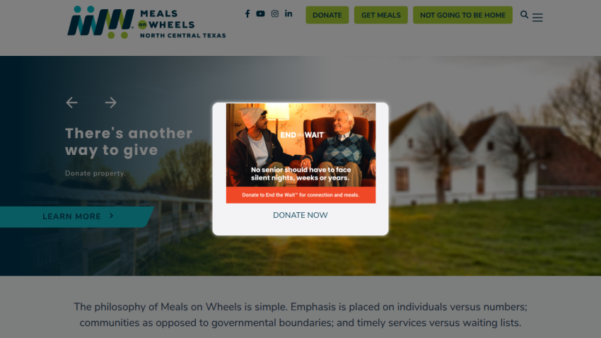Homepage header with navigation menu and hero section featuring a smiling woman and headline about making your own website