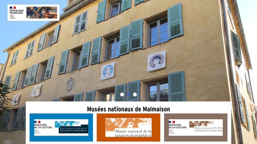 National Museums of Malmaison with cultural ministry logos and historic building facade