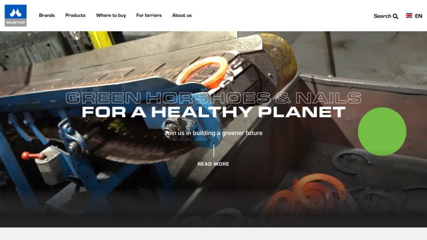 Website promoting green horseshoes and nails for a healthy planet with a call to join in building a greener future