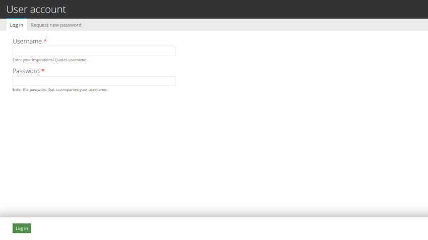 User account login page with tabs for login and password reset, username and password input fields, and a login button