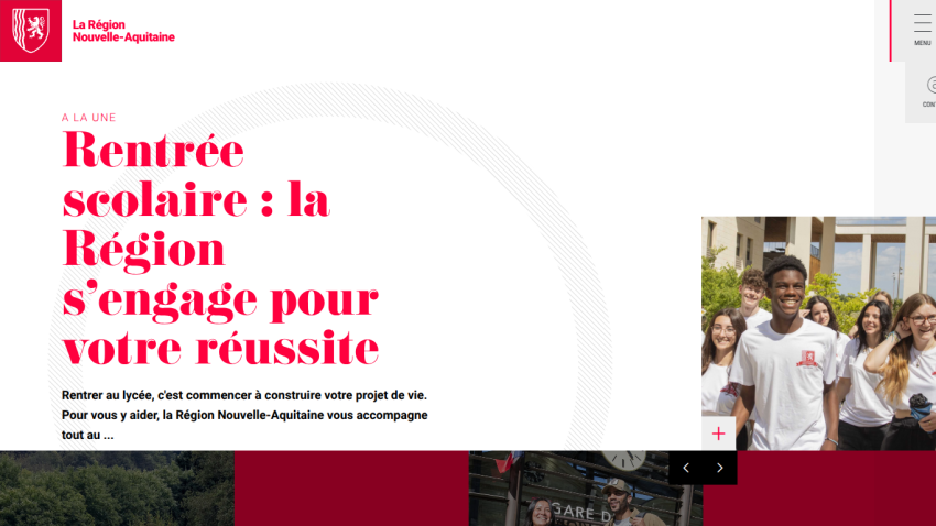 Rentrée scolaire: la Région s'engage pour votre réussite with smiling students in the background.