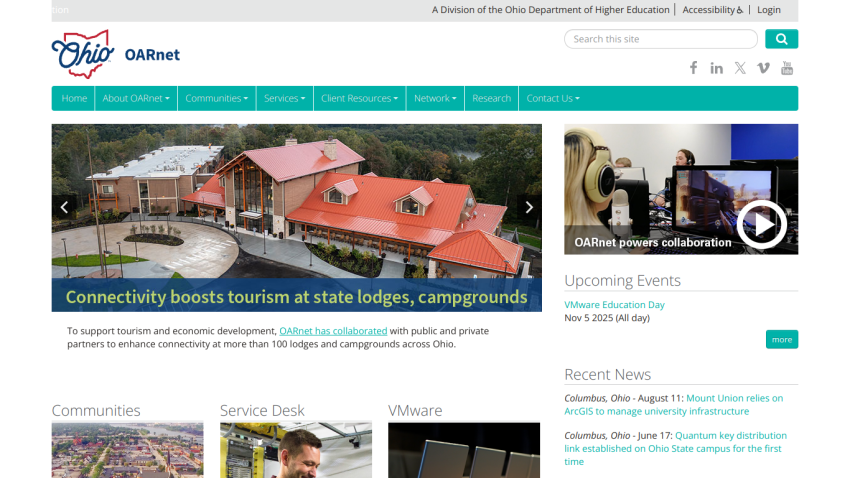 Homepage featuring a building with a red roof and text about boosting tourism.
