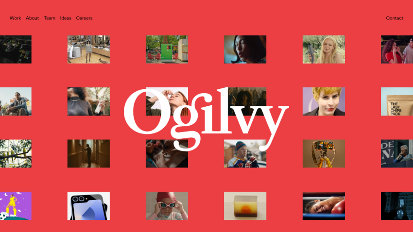 Ogilvy website showcasing a grid of images with the logo prominently displayed.