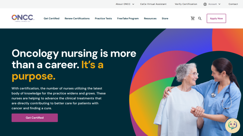 Oncology nursing certification site promoting purpose and clinical advancement with a call to get certified