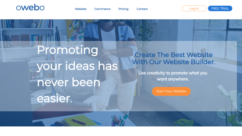 Website hero section promoting easy website creation with a call to action button 'Start Your Website'