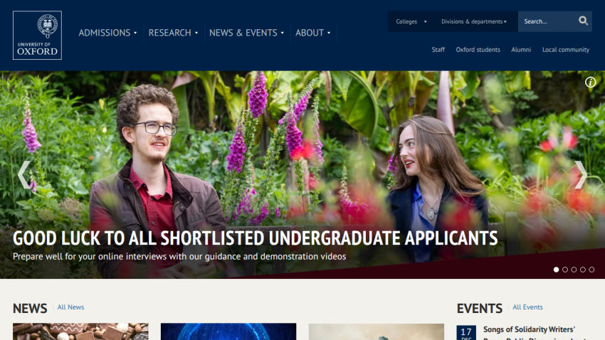 Homepage with navigation bar, large hero image showing a woman in a yellow jacket, and headline text about a new collection