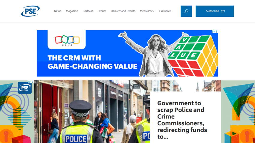 Police and Crime Commissioners news headline on a police-themed website with navigation and subscription options