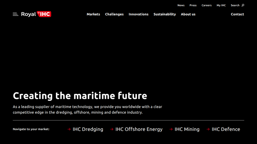 Royal IHC maritime technology supplier offering solutions in dredging, offshore energy, mining, and defence sectors