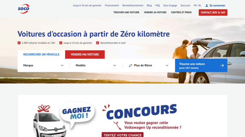 Used cars from zero kilometers with search filters and a contest to win a reconditioned Volkswagen Up.