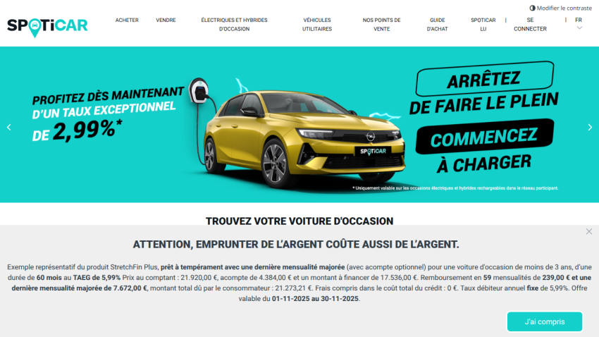 Spoticar homepage with three black cars, navigation menu, and Black Weeks promotional banner