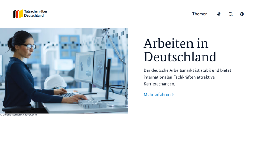 Job opportunities in Germany with a focus on international professionals, featuring a woman working in a lab setting