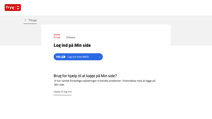 Login page with fields for username and password and a help link for login issues