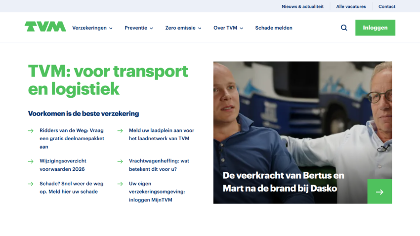 TVM insurance for transport and logistics with prevention tips and customer stories