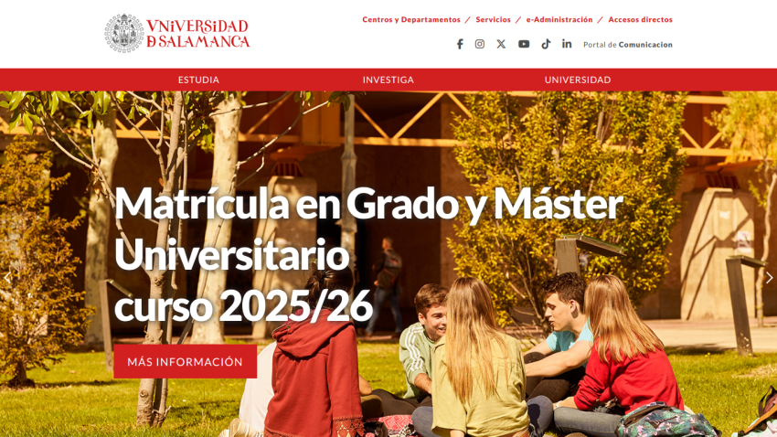 University of Salamanca enrollment information for the 2025/26 academic year.