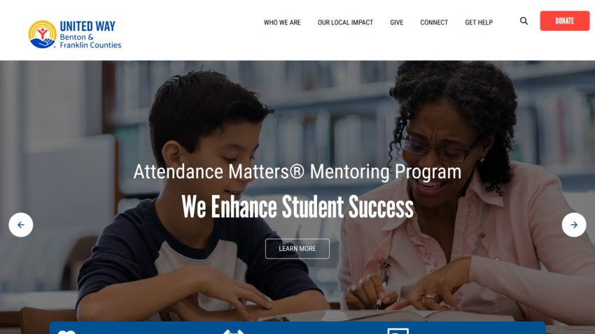 Homepage featuring a navigation bar with logo and menu, a large hero image with headline 'Discover Your Next Adventure', and a call-to-action button