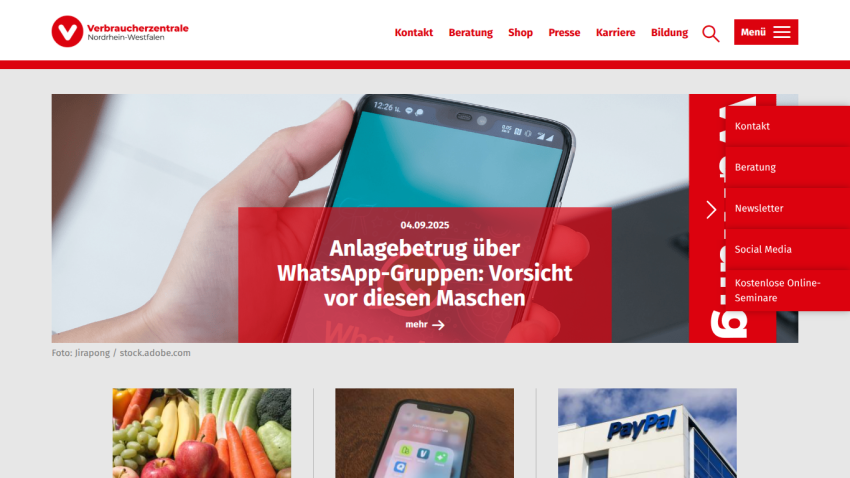 Main headline about WhatsApp groups and investment fraud with a smartphone image.