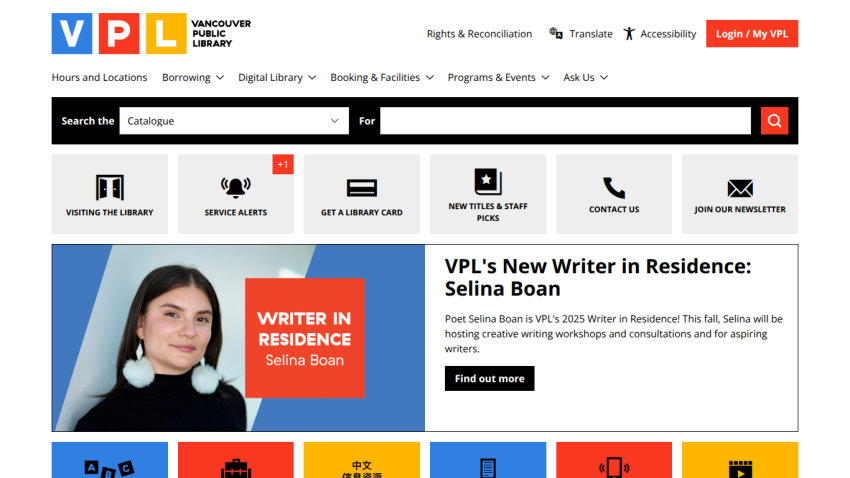 VPL's new writer in residence announcement featuring Selina Boan.
