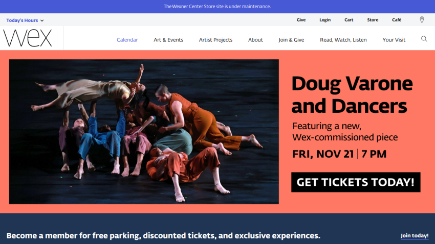 Doug Varone and Dancers event on Nov 21 at 7 PM with ticket purchase call to action