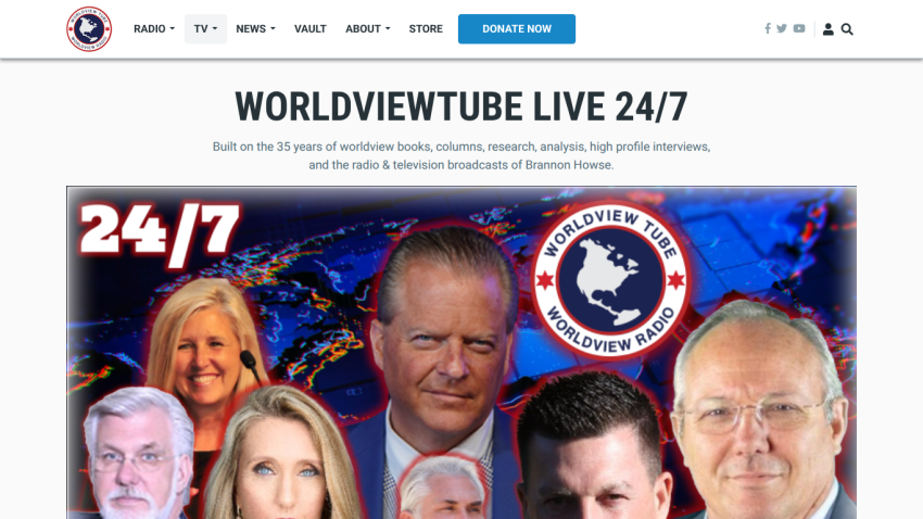 WorldviewTube Live 24/7 with 35 years of worldview books, columns, research, and broadcasts by Brannon Howse