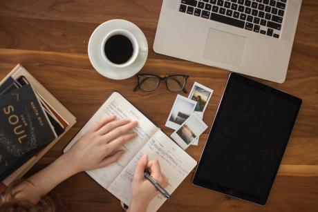 Writing in a book