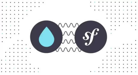 Drupal and Symfony logo connected by waves