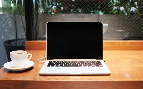 laptop and tea cup