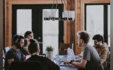 a group of people working