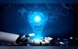 Depiction of light emanating from a robotic hand