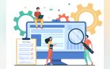  Tiny people testing quality assurance in software isolated flat vector illustration Tiny people testing quality assurance in software isolated flat vector illustration